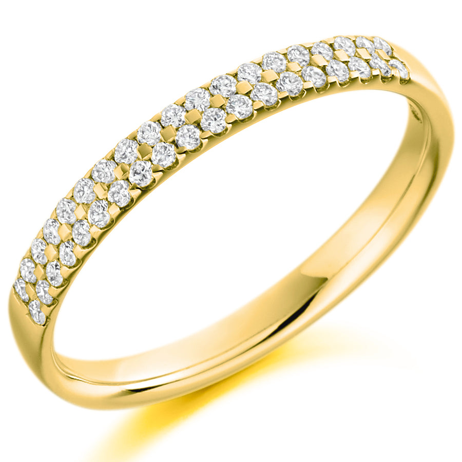 Diamond Double Row Micro-Claw Set Wedding Ring