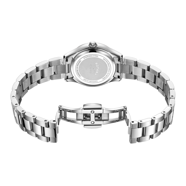 Rotary Ladies Stainless Steel Pink Dial & Diamond Watch