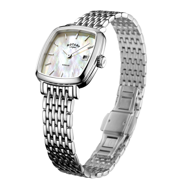 Rotary Ladies Stainless Steel Cushion Case Bracelet Watch