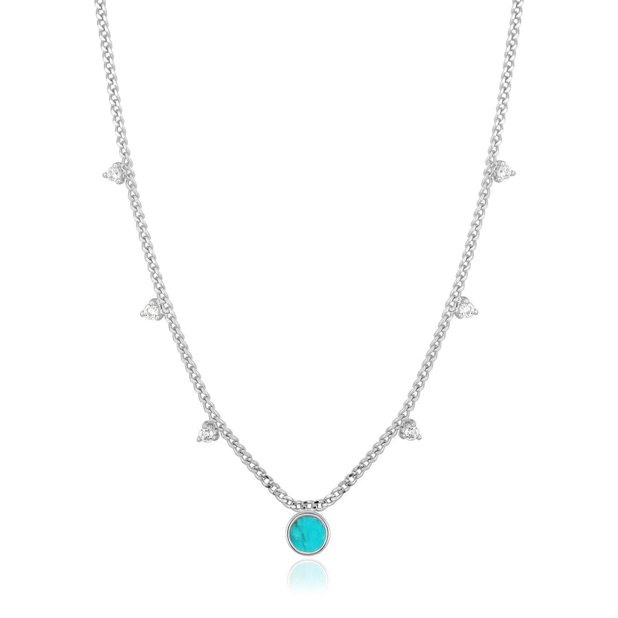 Ania Haie Turquoise & CZ Drop Disk Necklace