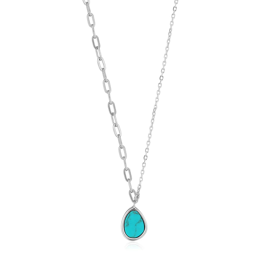 Ania Haie Sterling Silver Turquoise Mixed Link Necklace