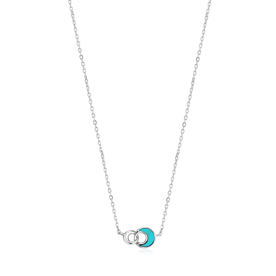 Ania Haie Sterling Silver Tidal Turquoise Crescent Link Necklace