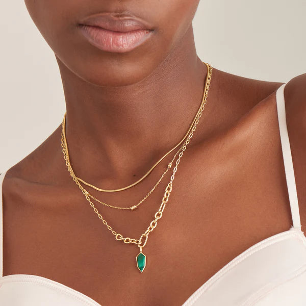 Ania Haie Gold Malachite Emblem Drop Necklace