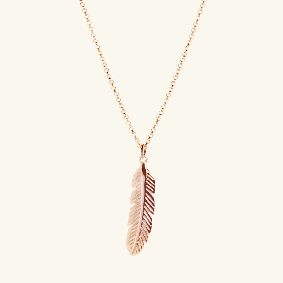 MURU Rose Gold Plated Silver Feather Necklace - POSITIVITY