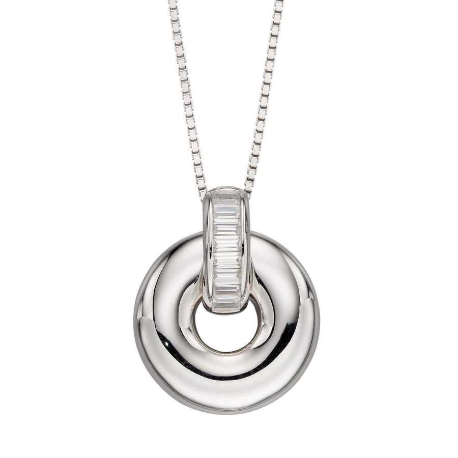 Fiorelli Sterling Silver Baguette CZ Open Circle Pendant
