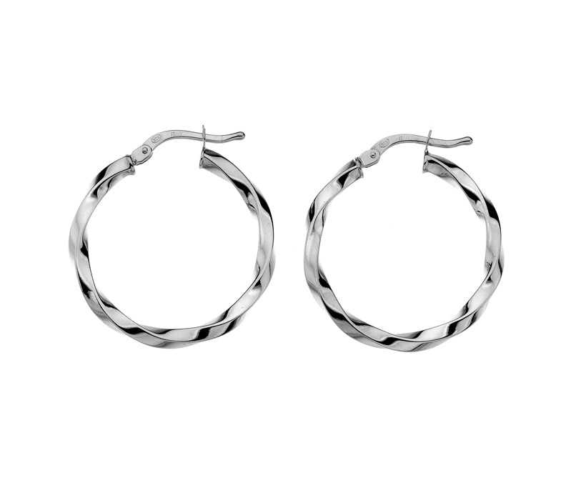 Sterling Silver 20mm Twisted Hoop Earrings
