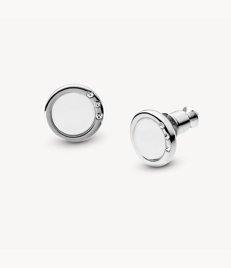 Skagen White Sea Glass Silver-Tone Stud Earrings