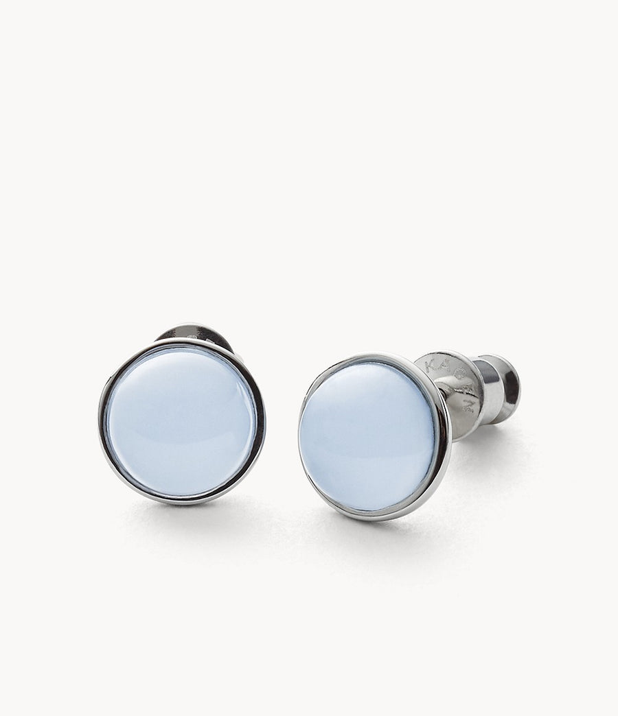 Skagen Round Blue Glass Earrings