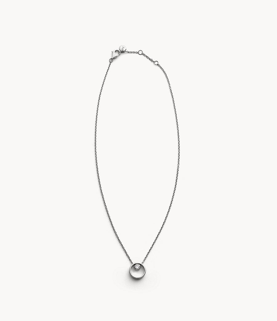 Skagen Open Circle Steel Crystal Necklace