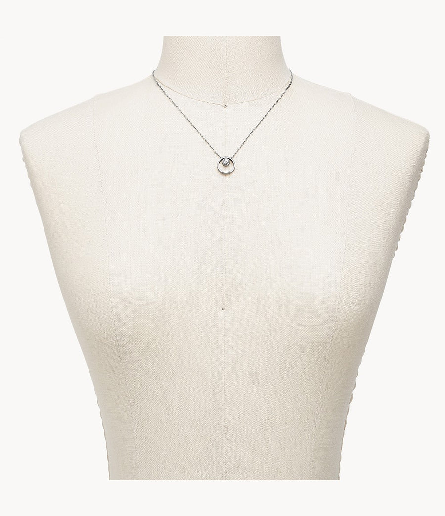 Skagen Open Circle Steel Crystal Necklace