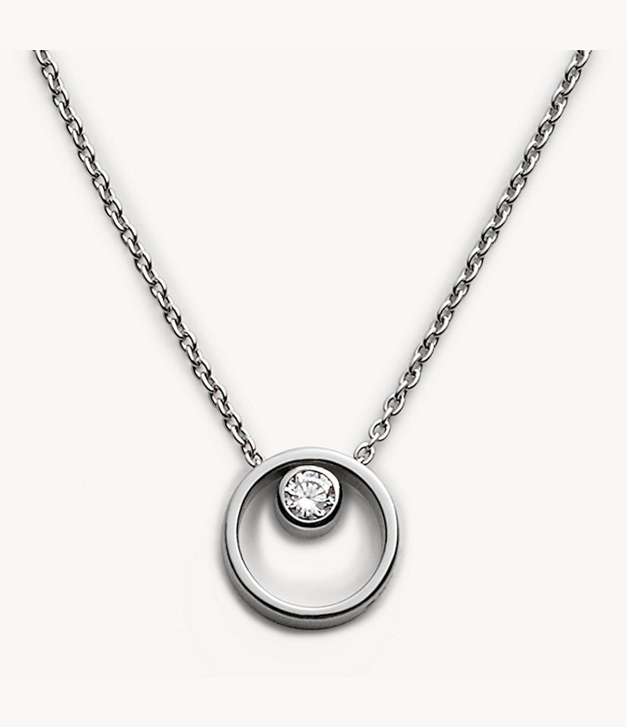 Skagen Open Circle Steel Crystal Necklace