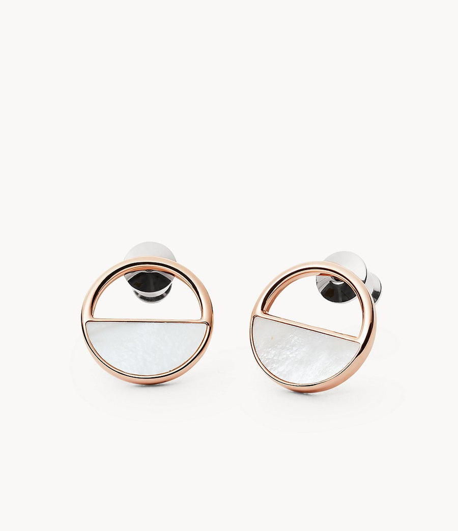 Skagen Rose Gold Mother of Pearl Stud Earrings