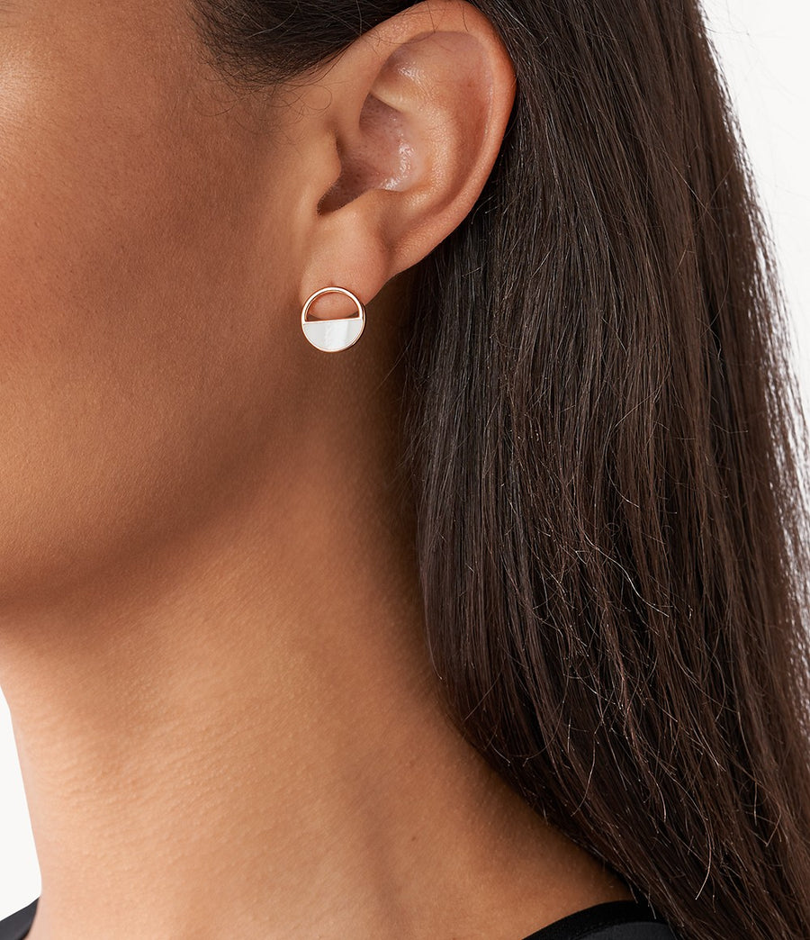 Skagen Rose Gold Mother of Pearl Stud Earrings