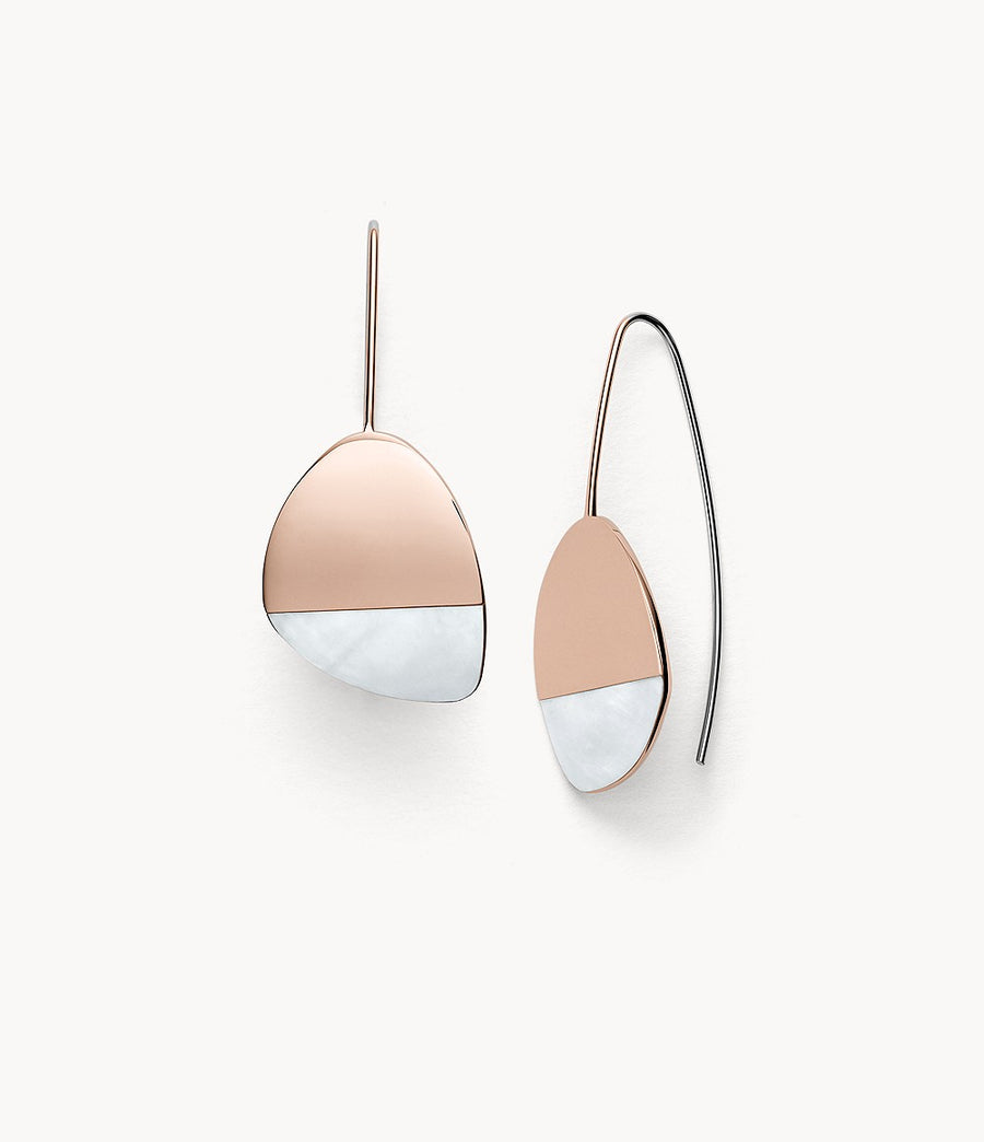 Skagen Rose Gold & Mother Of Pearl Threader Earrings