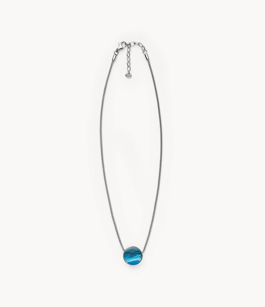 Skagen Blue Mother of Pearl Pendant & Mesh Chain