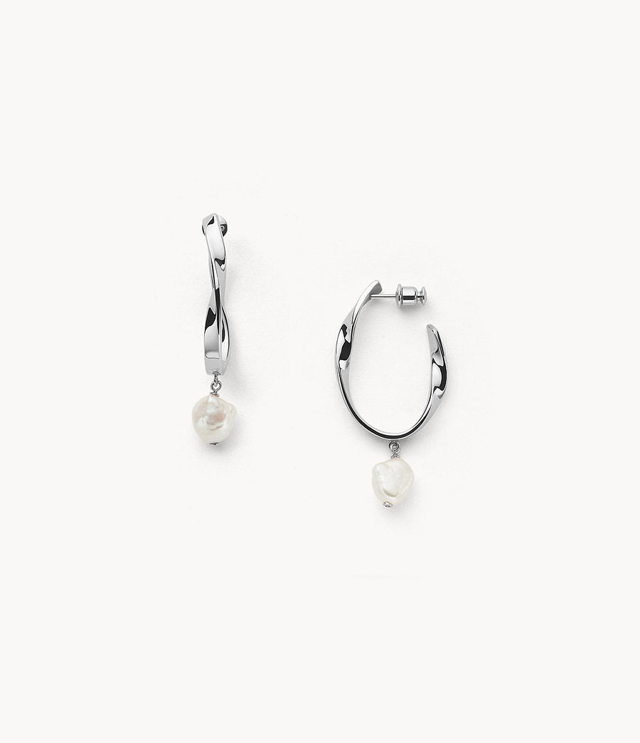 Skagen Twisted Pearl Drop Earrings
