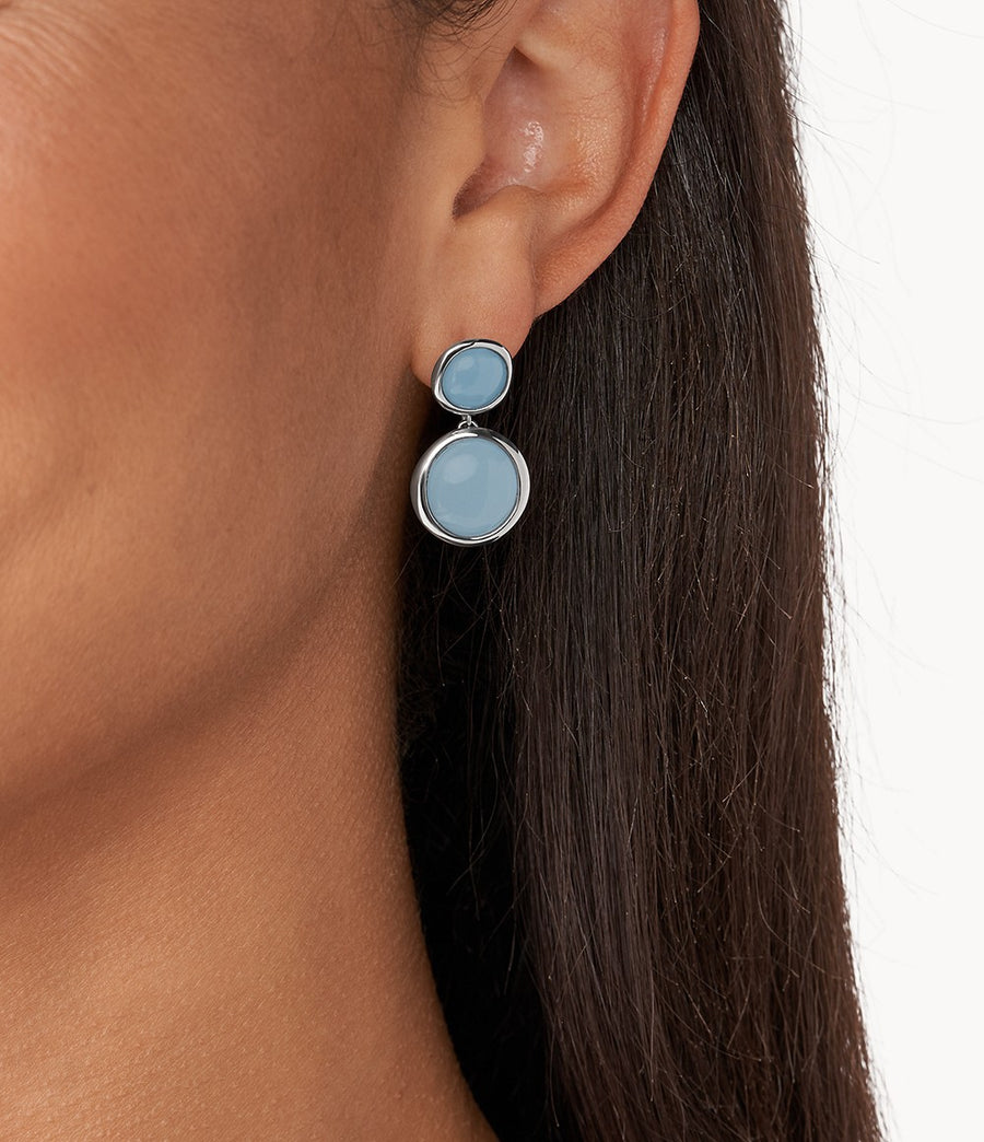 Skagen Steel Light Blue Sea Glass Drop Earrings