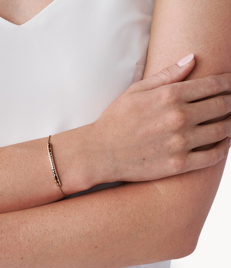 Skagen Rose Gold-Tone CZ Half Cuff Bracelet
