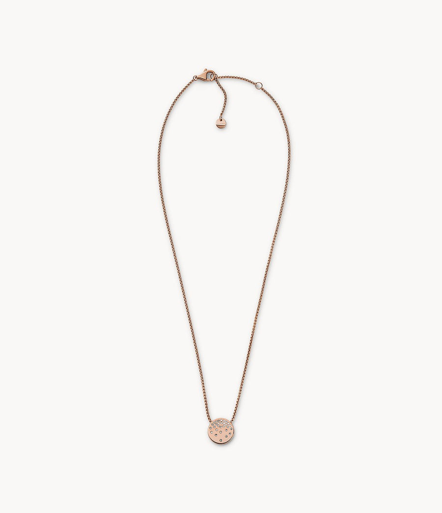 Skagen Rose Gold-Tone Flat CZ Disk Necklace