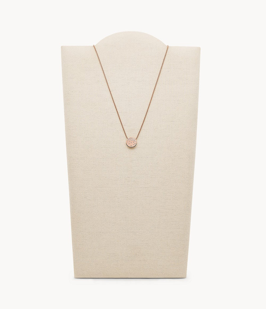 Skagen Rose Gold-Tone Flat CZ Disk Necklace