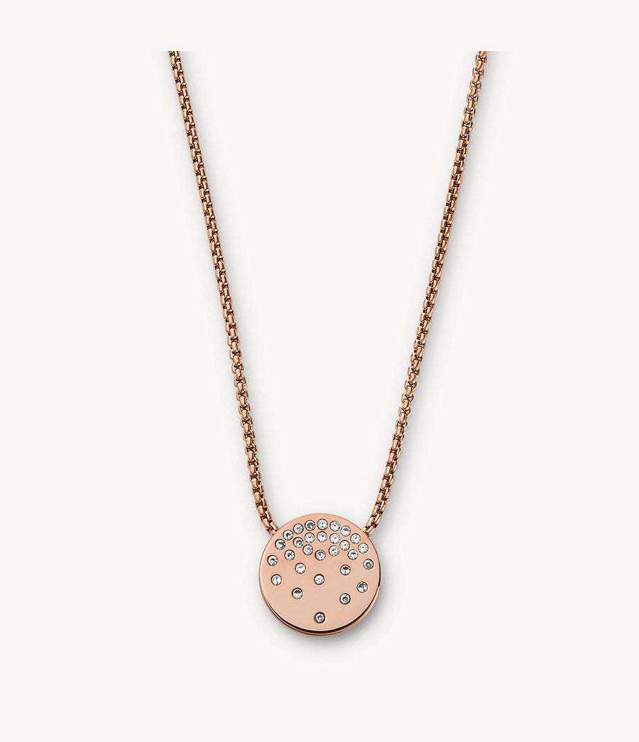 Skagen Rose Gold-Tone Flat CZ Disk Necklace