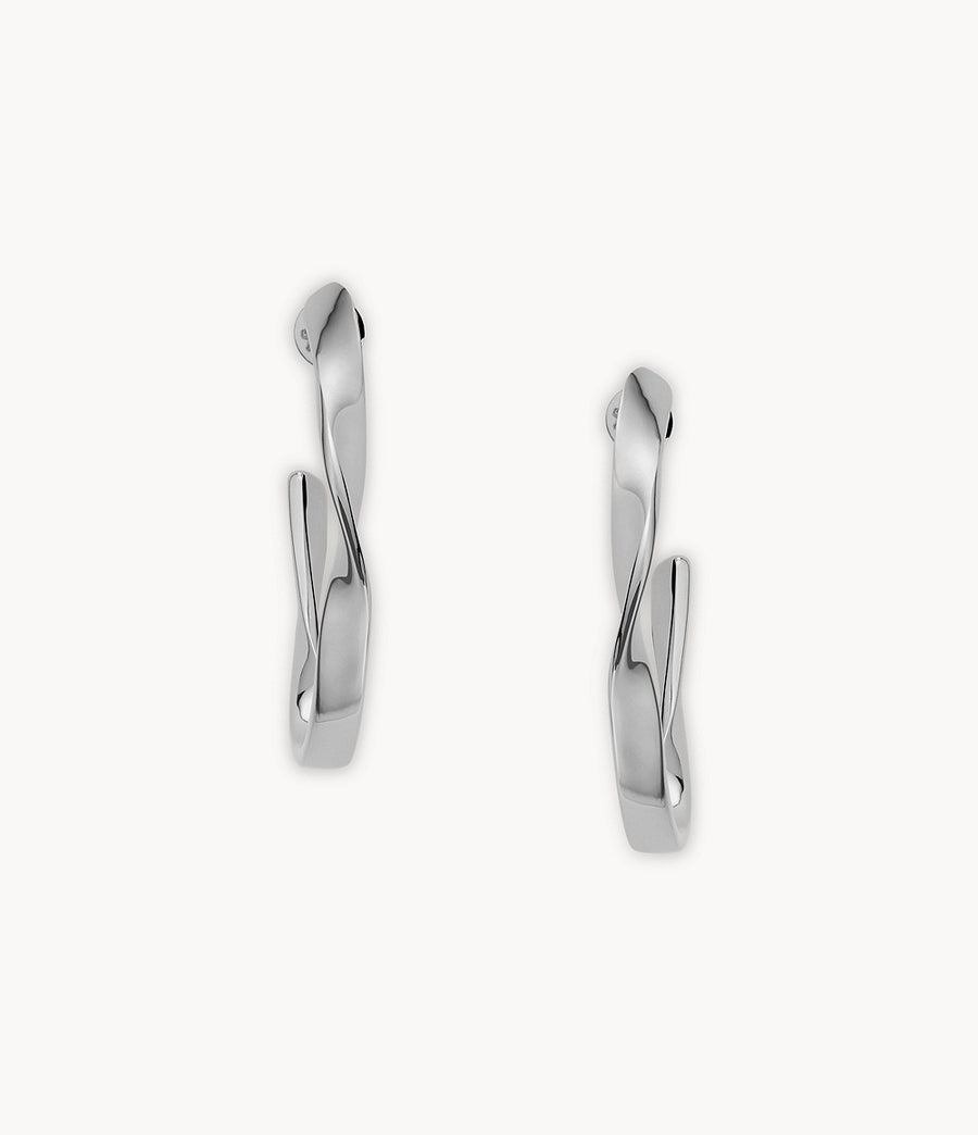 Skagen Silver-Tone Twisted Half Hoop Earrings