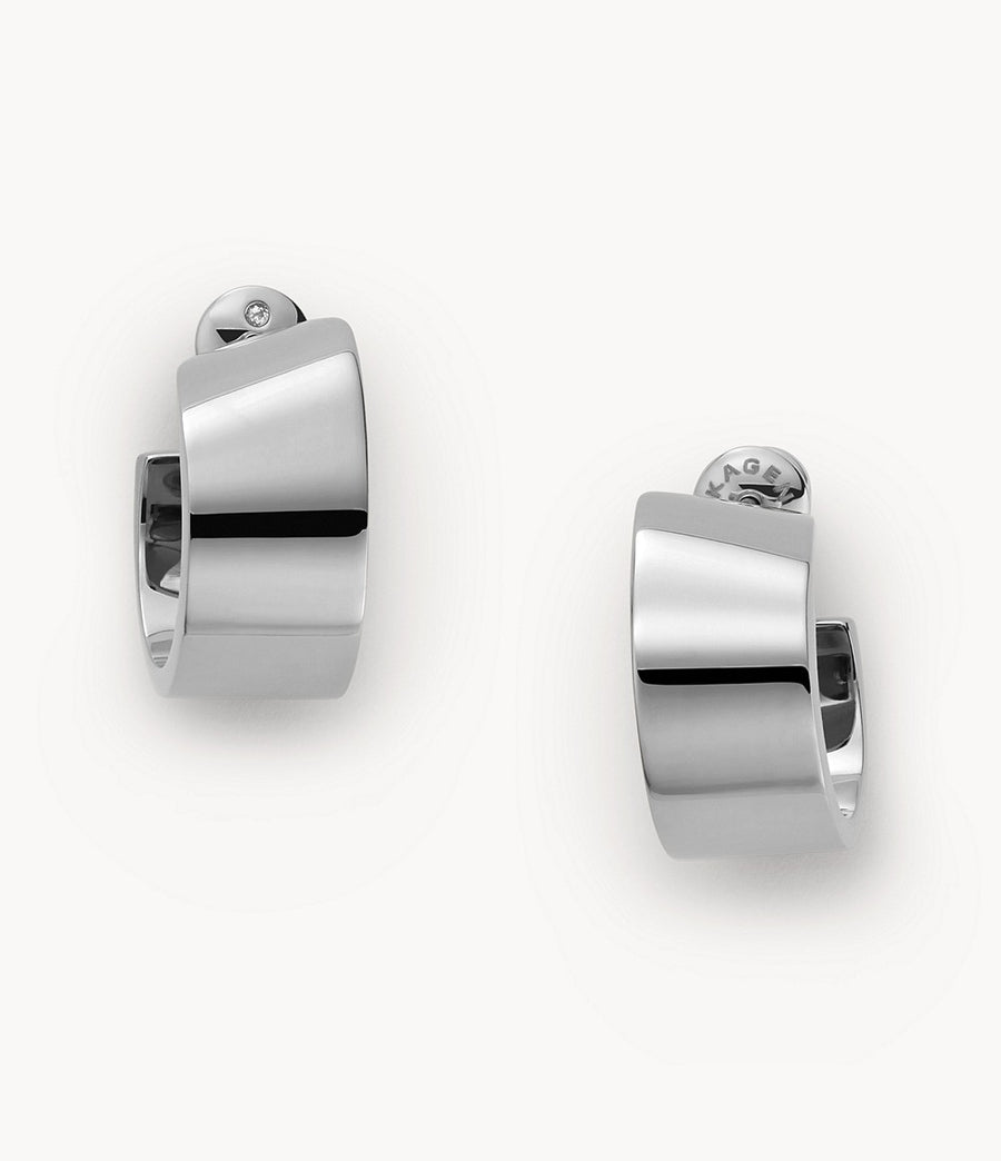 Skagen Silver-Tone Chunky Flat Hoop Earrings