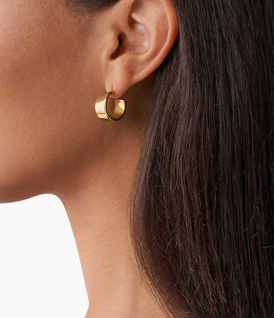 Skagen Gold-Tone Chunky Flat Hoop Earrings