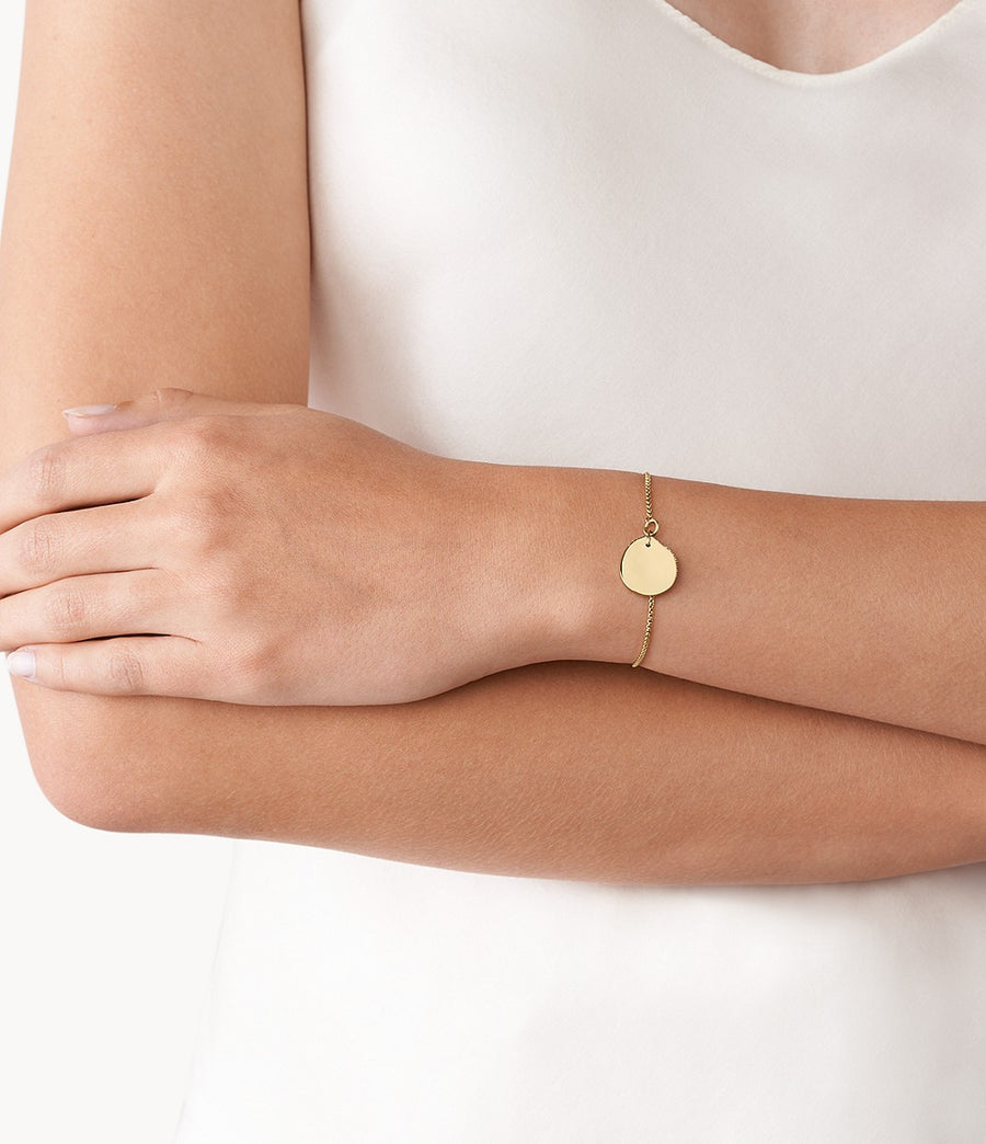 Skagen Gold-Tone Disk and Chain Toggle Bracelet