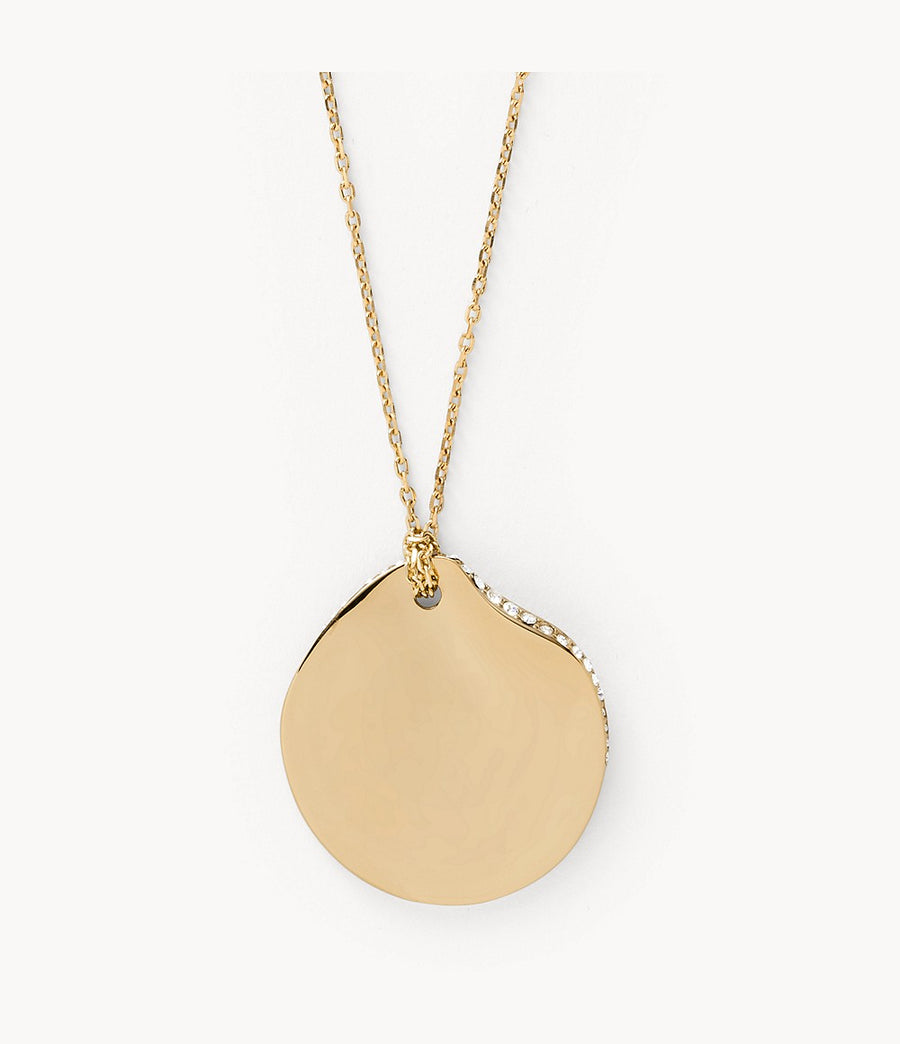 Skagen Gold-Tone Flat Disk CZ Pendant