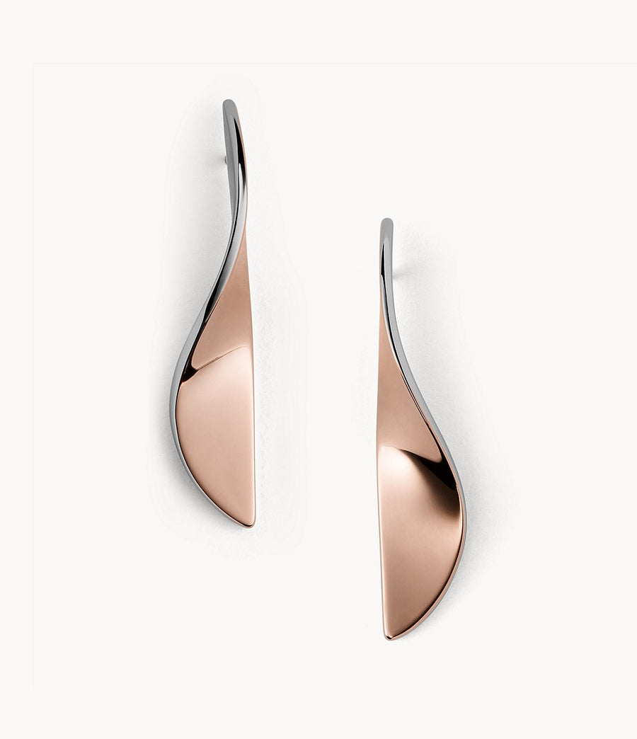 Skagen Two-Tone Steel Wave Drop Earrings