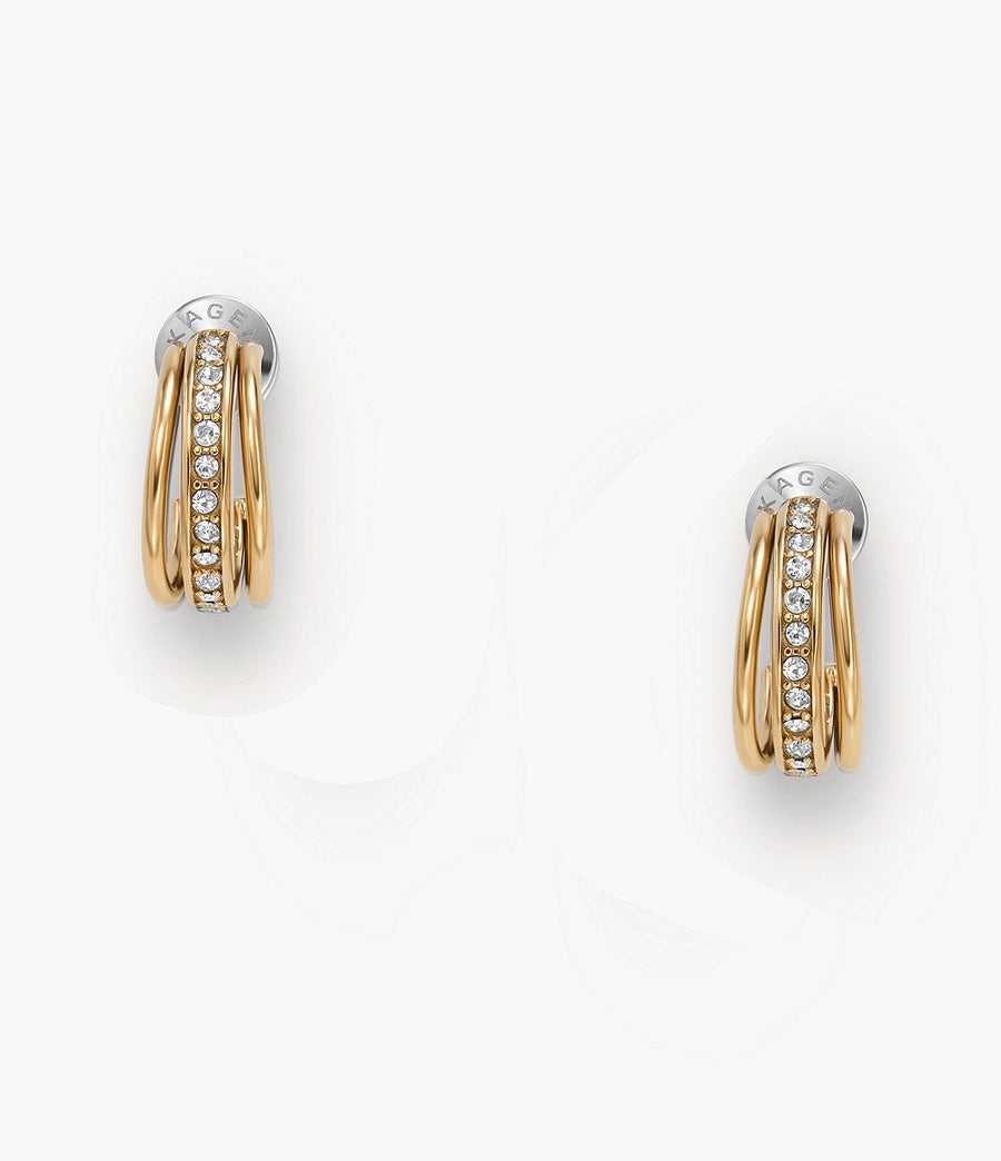 Skagen Yellow Gold Plated CZ Hoop Earrings