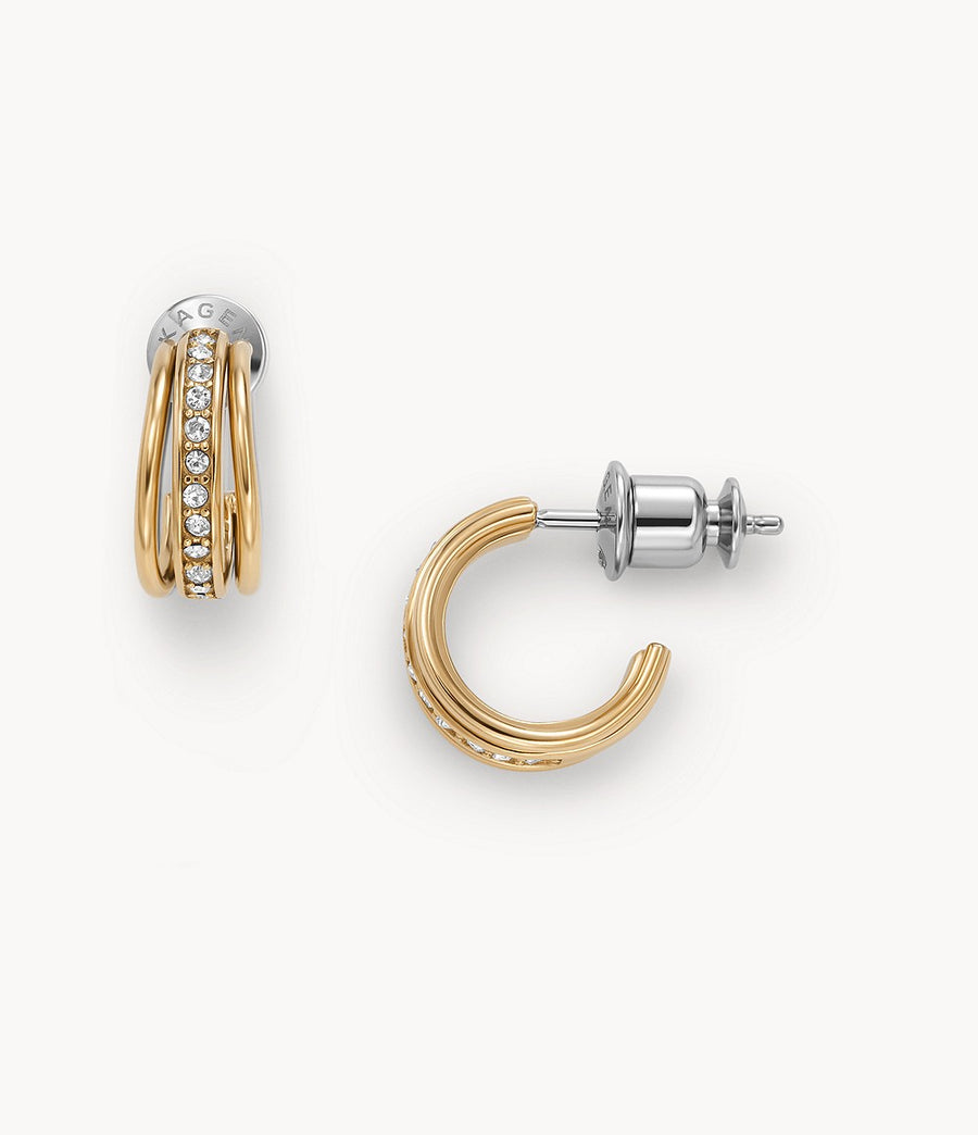 Skagen Yellow Gold Plated CZ Hoop Earrings