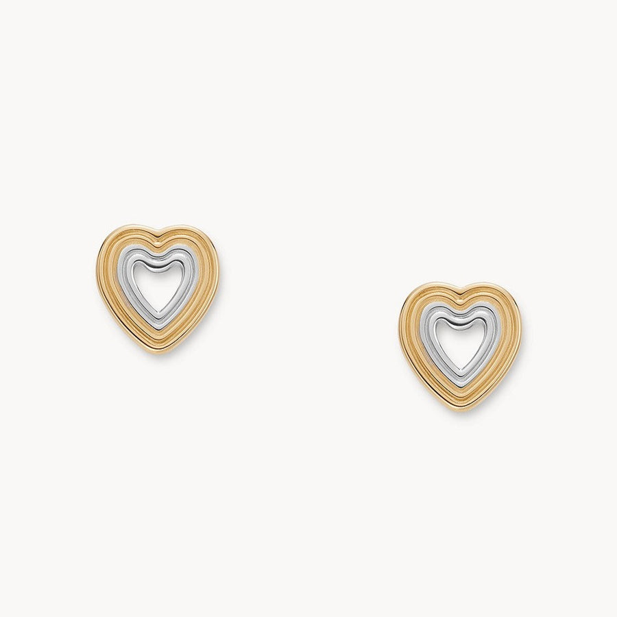 Skagen Two Tone Heart Stud Earrings