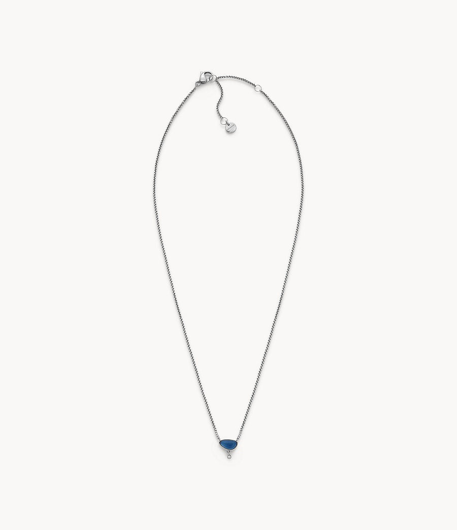 Skagen Steel Sea Glass & CZ Necklace