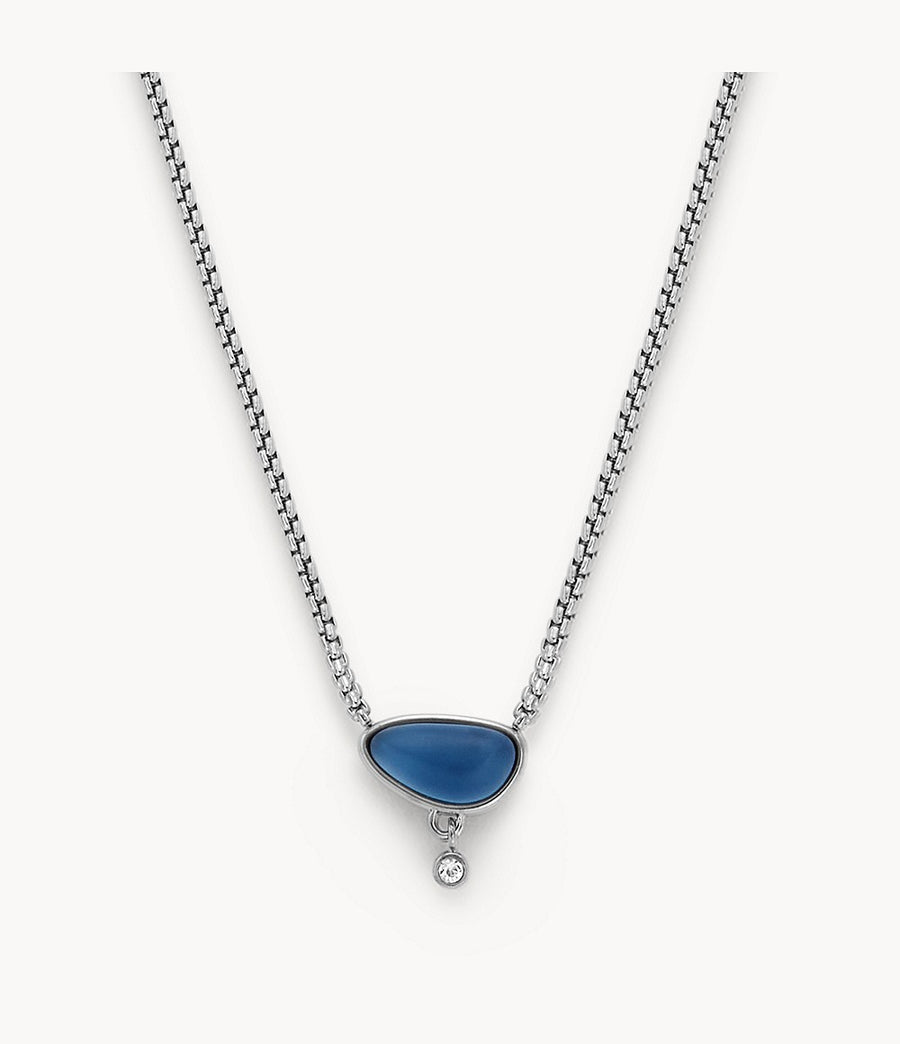 Skagen Steel Sea Glass & CZ Necklace