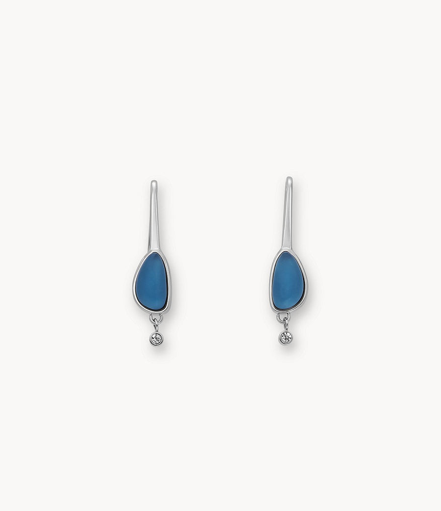 Skagen Steel Sea Glass & CZ Earrings