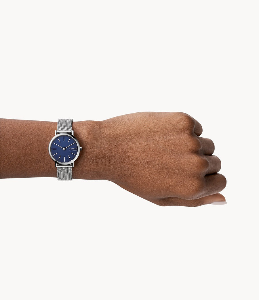 Skagen Ladies Stainless Steel Blue Dial Mesh Watch