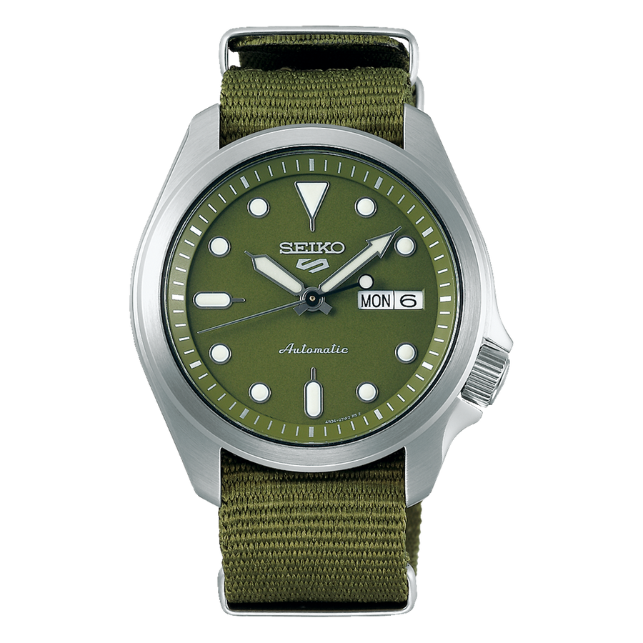 Seiko Gents Green Automatic Canvas Strap Watch