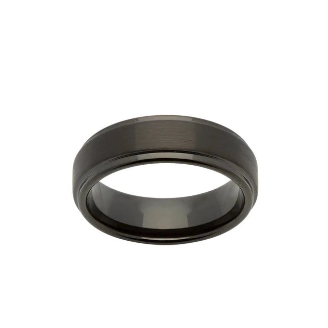 Unique Gents Tungsten 7mm Black IP Ring