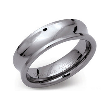 Unique Gents Tungsten Concave Center Ring
