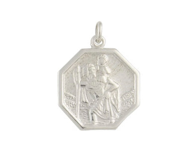 Sterling Silver Octagonal St Christopher Pendant