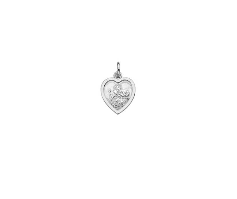 Sterling Silver Heart Shape St Christopher Pendant