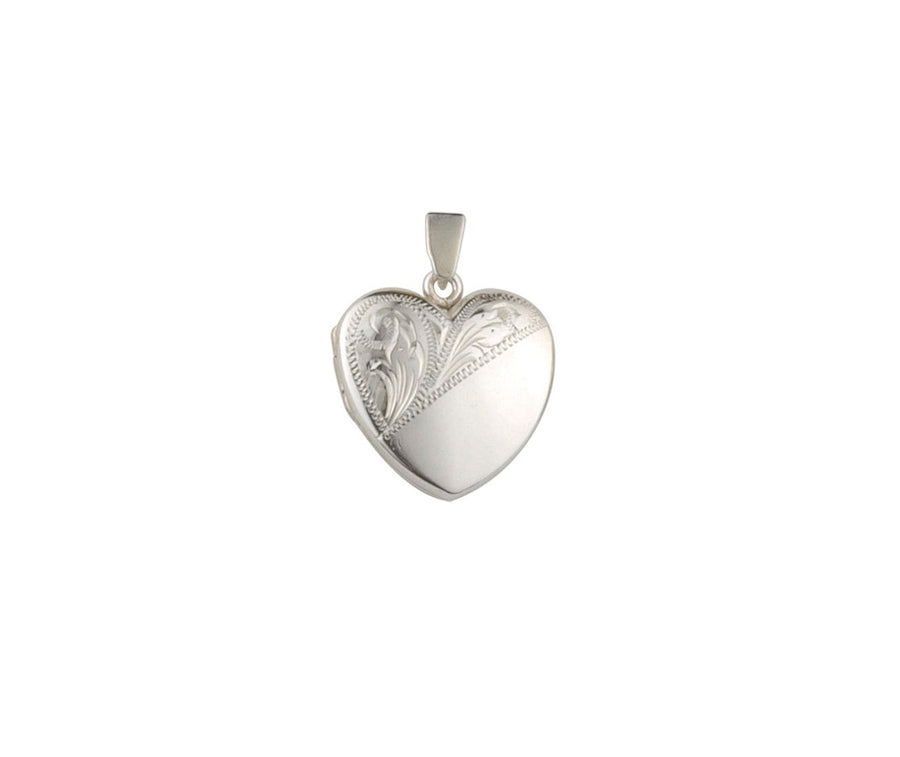 Sterling Silver Heart Shape Half Engraved Locket