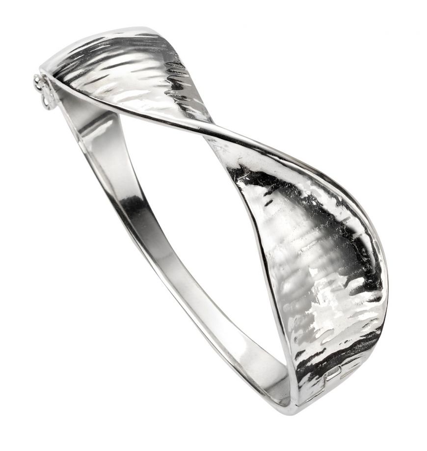 Sterling Silver Heavy Hammered Twist Bangle
