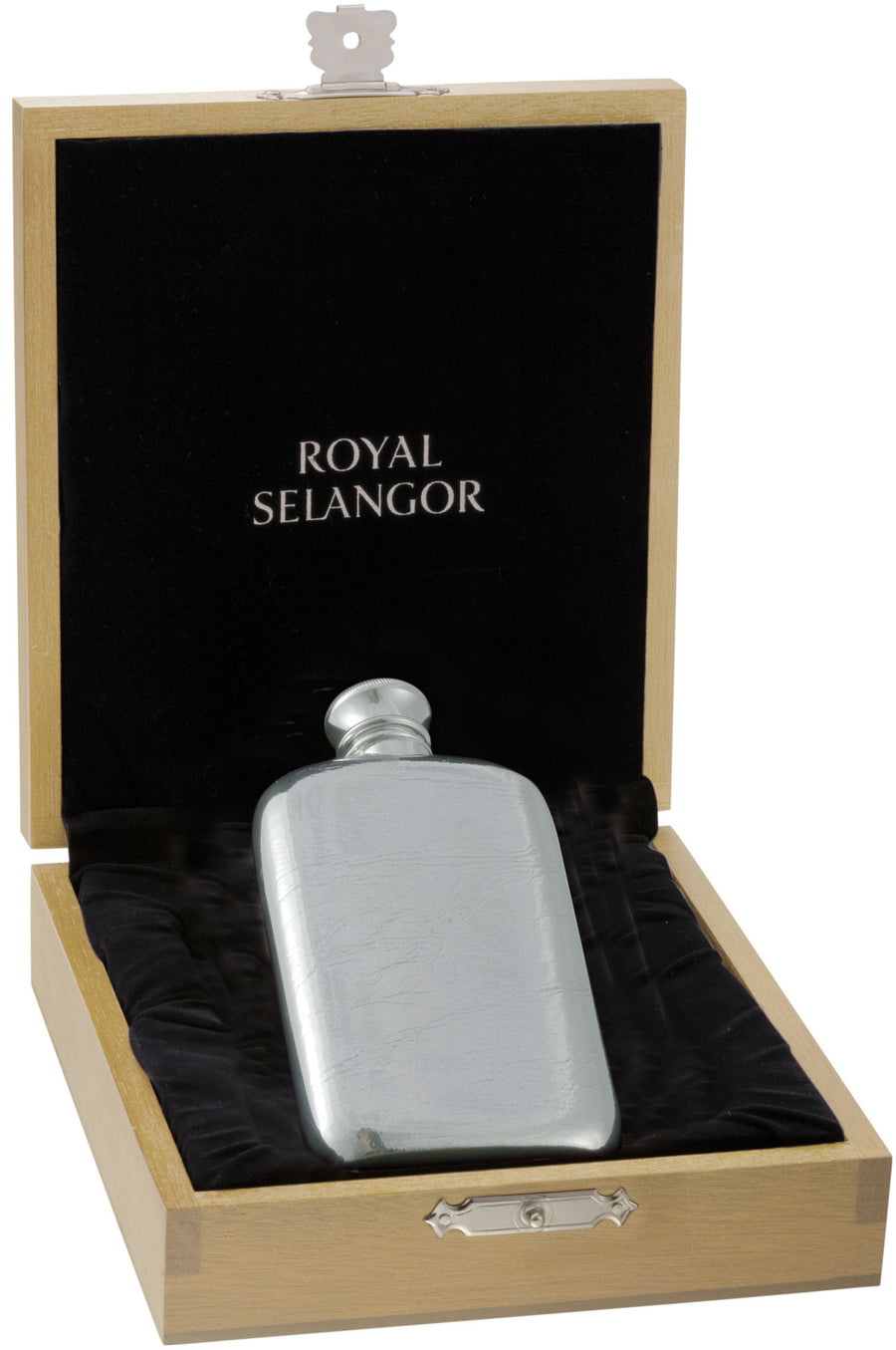 Royal Selangor Heavy Pewter Hip Flask in Wooden Box 9.5 cl