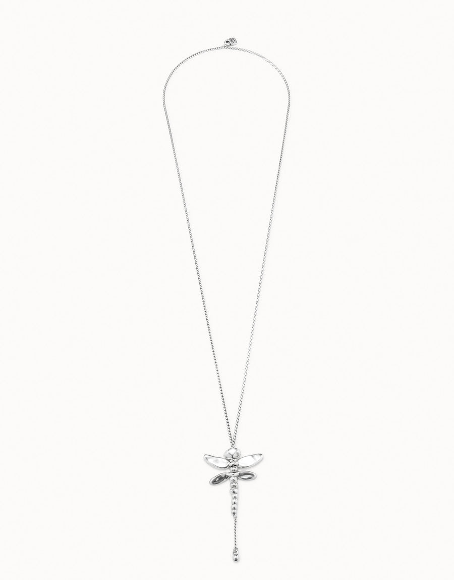 Silver Plated Long Fluid Dragonfly Necklace