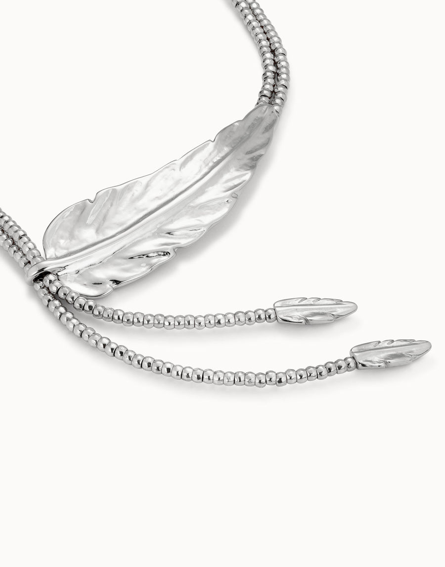 Silver Plated Heavy Feather Tassel Necklace
