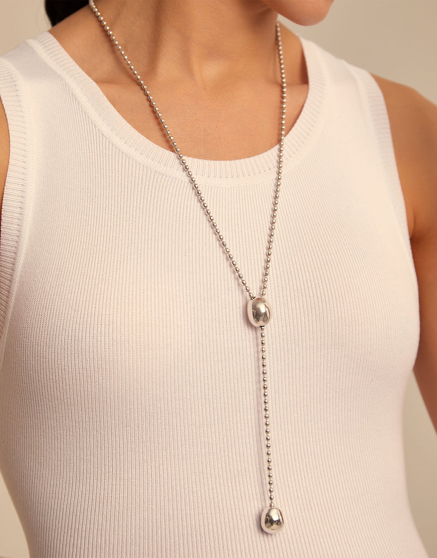 Silver Plated Long Fluid Necklace