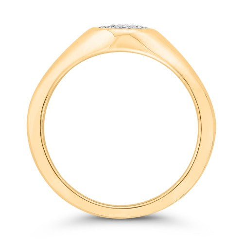 9ct Yellow Gold Pave Set Diamond Signet Ring